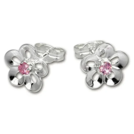 SilberDream Ohrring Seerose Zirkonia rosa 925er Ohrstecker SDO545A