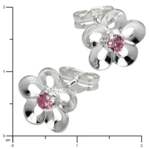 SilberDream Ohrring Seerose Zirkonia rosa 925er Ohrstecker SDO545A