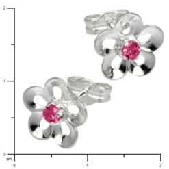 SilberDream Ohrring Seerose Zirkonia pink 925er Ohrstecker SDO545P