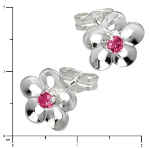 SilberDream Ohrring Seerose Zirkonia pink 925er Ohrstecker SDO545P