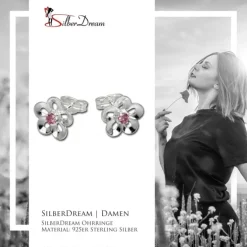 SilberDream Ohrring Seerose Zirkonia rosa 925er Ohrstecker SDO545A