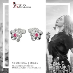 SilberDream Ohrring Seerose Zirkonia pink 925er Ohrstecker SDO545P