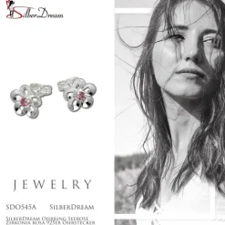 SilberDream Ohrring Seerose Zirkonia rosa 925er Ohrstecker SDO545A