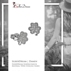 SilberDream Ohrring Shamrock weiß 925er Silber Ohrstecker GSO2901J