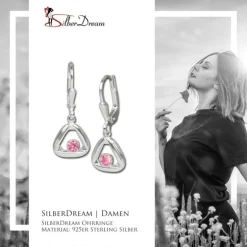 SilberDream Ohrring Triangel Zirkonia rosa 925 Ohrhänger SDO546A