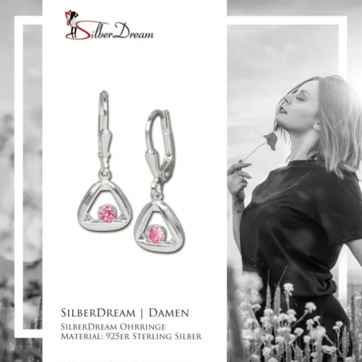 SilberDream Ohrring Triangel Zirkonia rosa 925 Ohrhänger SDO546A