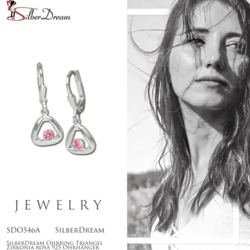 SilberDream Ohrring Triangel Zirkonia rosa 925 Ohrhänger SDO546A