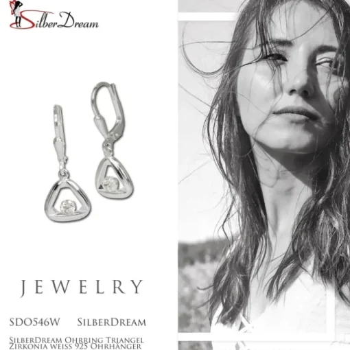SilberDream Ohrring Triangel Zirkonia weiß 925 Ohrhänger SDO546W