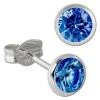 SilberDream Ohrring Zirkonia blau 5mm 925 Silber Ohrstecker SDO5535B