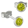 SilberDream Ohrring Zirkonia moosgrün 4mm 925 Silber Ohrstecker SDO5534G