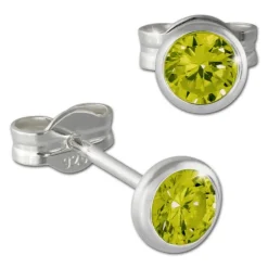SilberDream Ohrring Zirkonia moosgrün 4mm 925 Silber Ohrstecker SDO5534G