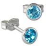 SilberDream Ohrring Zirkonia türkis 4mm 925 Silber Ohrstecker SDO5534T