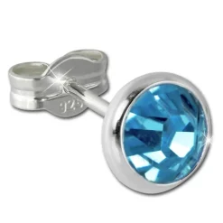 SilberDream Ohrring Zirkonia hellblau 6mm 925 Silber Ohrstecker SDO5536H