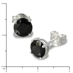 SilberDream Ohrring Zirkonia schwarz 6mm rund Silber Ohrstecker SDO716S