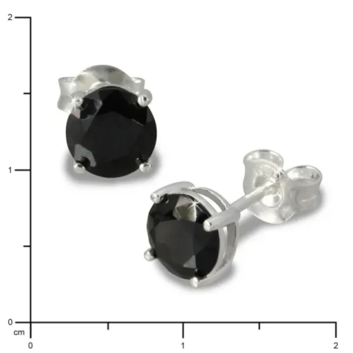 SilberDream Ohrring Zirkonia schwarz 6mm rund Silber Ohrstecker SDO716S
