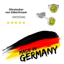 SilberDream Ohrring Zirkonia moosgrün 4mm 925 Silber Ohrstecker SDO5534G