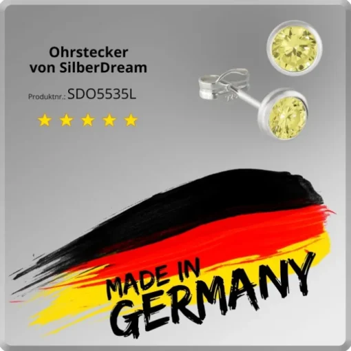 SilberDream Ohrring Zirkonia hellgrün 5mm 925 Silber Ohrstecker SDO5535L
