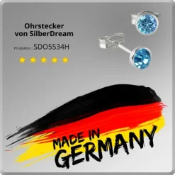 SilberDream Ohrring Zirkonia hellblau 4mm 925 Silber Ohrstecker SDO5534H