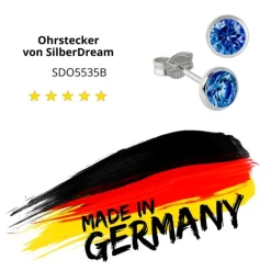 SilberDream Ohrring Zirkonia blau 5mm 925 Silber Ohrstecker SDO5535B
