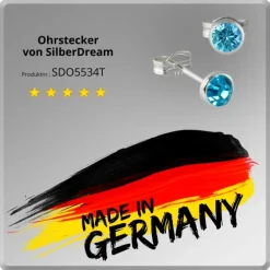 SilberDream Ohrring Zirkonia türkis 4mm 925 Silber Ohrstecker SDO5534T