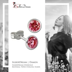 SilberDream Ohrring Zirkonia rubinrot 5mm 925 Silber Ohrstecker SDO5535P