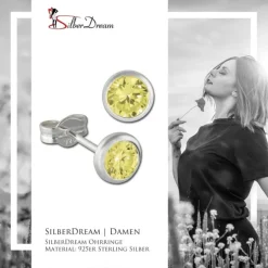 SilberDream Ohrring Zirkonia hellgrün 5mm 925 Silber Ohrstecker SDO5535L
