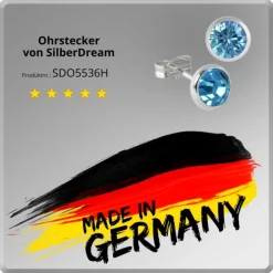 SilberDream Ohrring Zirkonia hellblau 6mm 925 Silber Ohrstecker SDO5536H