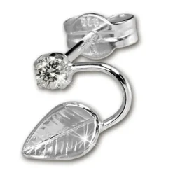 SilberDream Ohrringe Blatt Zirkonia weiß 925 Silber SDO531W