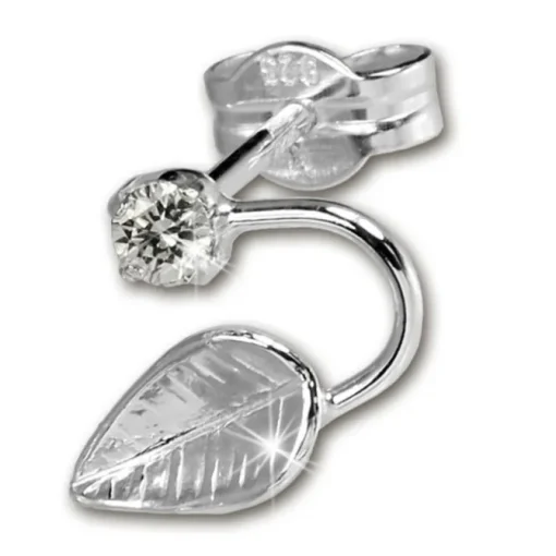 SilberDream Ohrringe Blatt Zirkonia weiß 925 Silber SDO531W