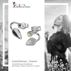 SilberDream Ohrringe Blatt Zirkonia kristall 925 Silber SDO531F