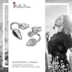 SilberDream Ohrringe Blatt Zirkonia weiß 925 Silber SDO531W