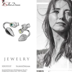 SilberDream Ohrringe Blatt Zirkonia kristall 925 Silber SDO531F