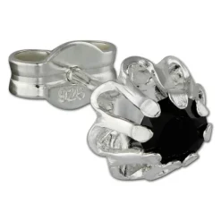 SilberDream Ohrringe Blümchen Zirkonia schwarz 925er Ohrstecker SDO5903S