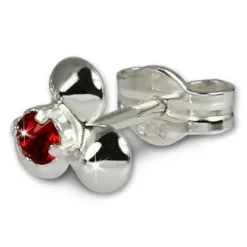 SilberDream Ohrringe Blümchen rot 925 Silber Ohrstecker SDO530R