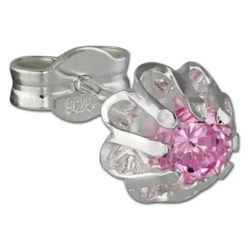 SilberDream Ohrringe Blümchen Zirkonia rosa 925er Ohrstecker SDO5903A