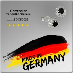 SilberDream Ohrringe Blümchen Zirkonia schwarz 925er Ohrstecker SDO5903S