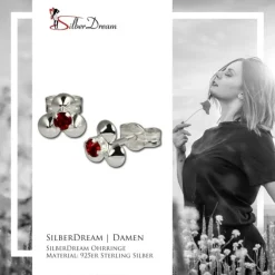 SilberDream Ohrringe Blümchen rot 925 Silber Ohrstecker SDO530R