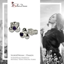 SilberDream Ohrringe Blümchen lila 925 Silber Ohrstecker SDO530V