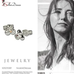 SilberDream Ohrringe Blümchen kristall 925 Silber Ohrstecker SDO530F