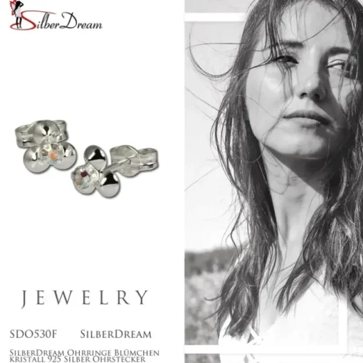 SilberDream Ohrringe Blümchen kristall 925 Silber Ohrstecker SDO530F