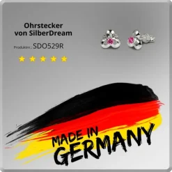 SilberDream Ohrringe Blüte Zirkonia pink 925 Silber Ohrstecker SDO529R