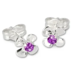 SilberDream Ohrringe Blume lila 925 Silber Ohrstecker SDO508V