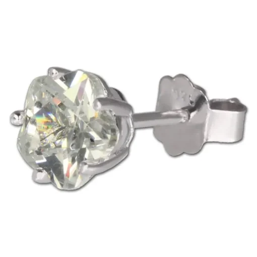 SilberDream Ohrringe Blume 6mm Zirkonia weiß Silber Ohrstecker SDO736W