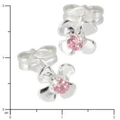 SilberDream Ohrringe Blume rosa 925 Silber Ohrstecker SDO508P