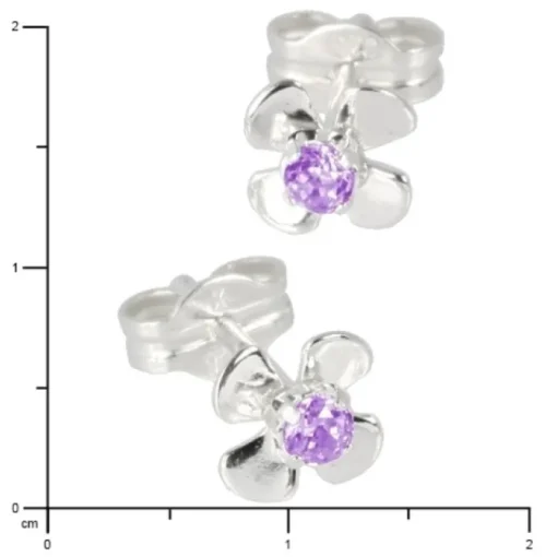 SilberDream Ohrringe Blume lila 925 Silber Ohrstecker SDO508V
