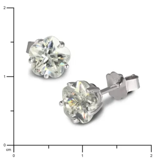 SilberDream Ohrringe Blume 6mm Zirkonia weiß Silber Ohrstecker SDO736W