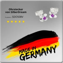 SilberDream Ohrringe Blume lila 925 Silber Ohrstecker SDO508V