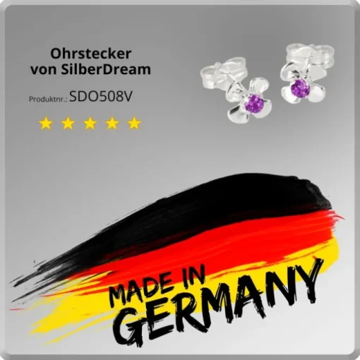 SilberDream Ohrringe Blume lila 925 Silber Ohrstecker SDO508V