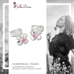 SilberDream Ohrringe Blume rosa 925 Silber Ohrstecker SDO508P