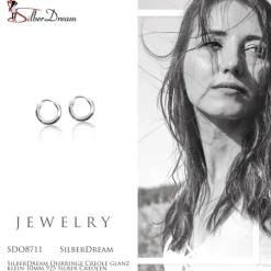 SilberDream Ohrringe Creole glanz klein 10mm 925 Silber Creolen SDO8711
